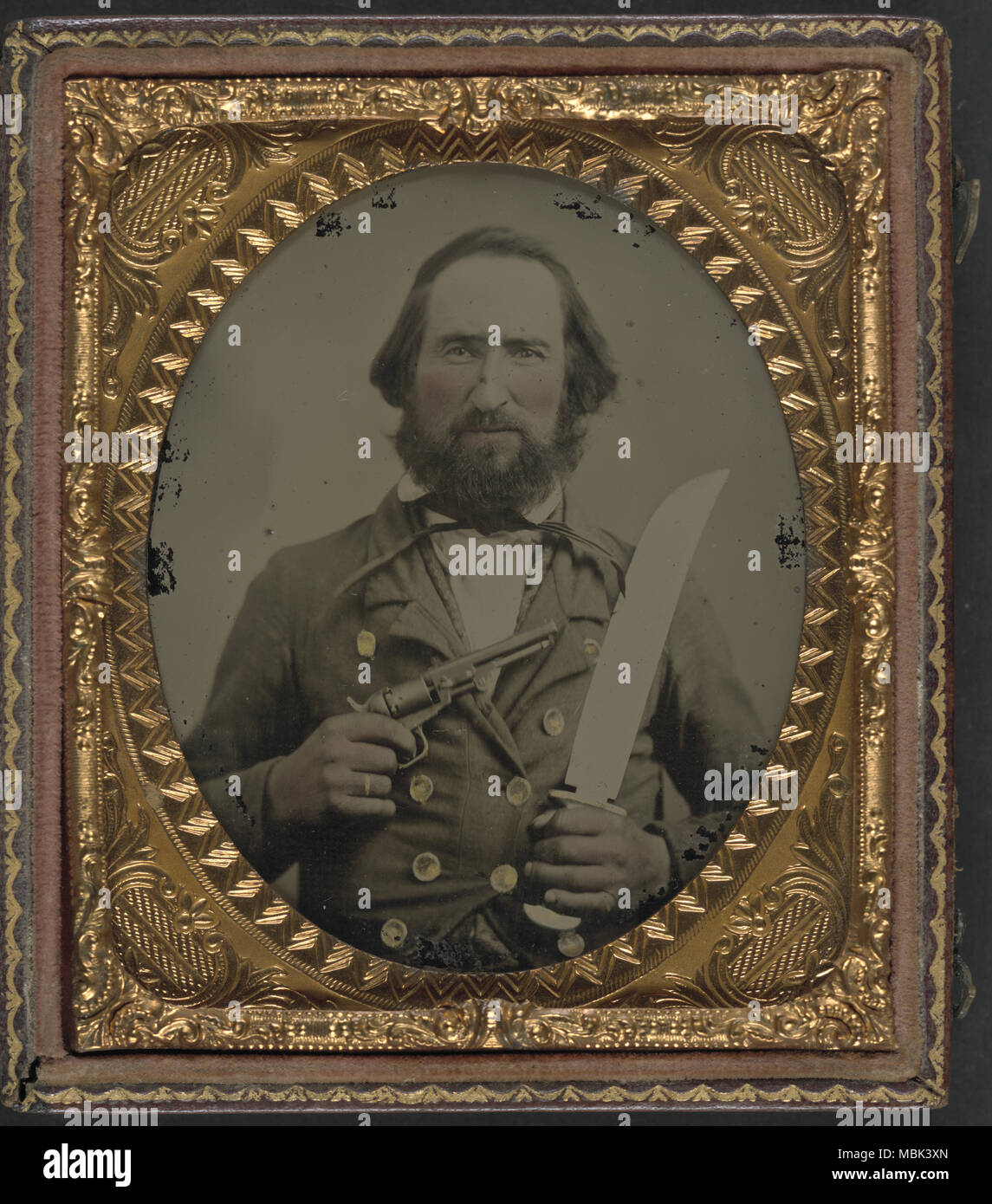 Soldat confédéré avec grand couteau Bowie Banque D'Images