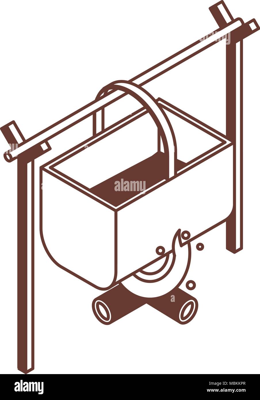 Camping isométrique icône dans l'Art de la ligne de pot Illustration de Vecteur