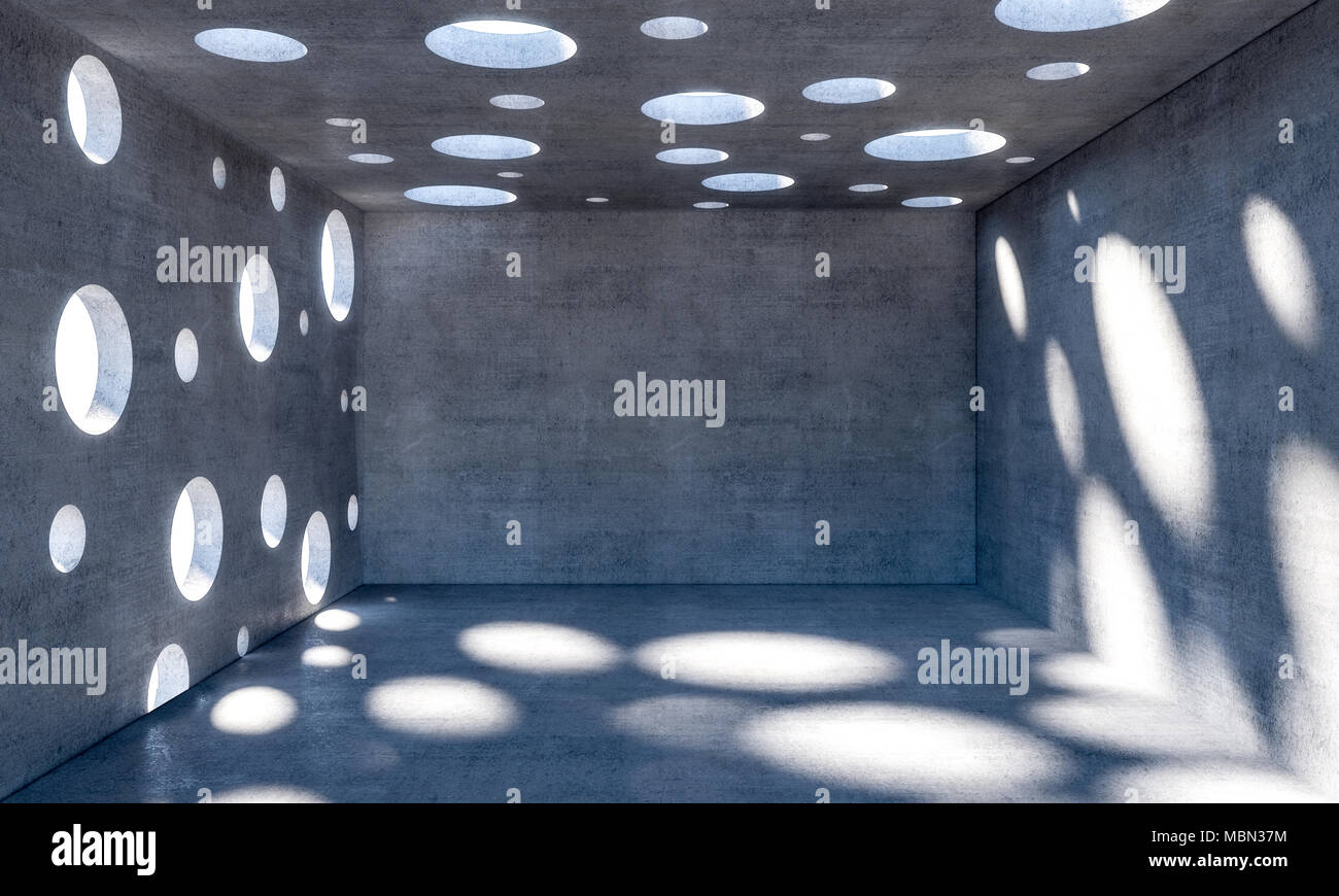 L'image de rendu 3d du béton avec trous circulaires Banque D'Images