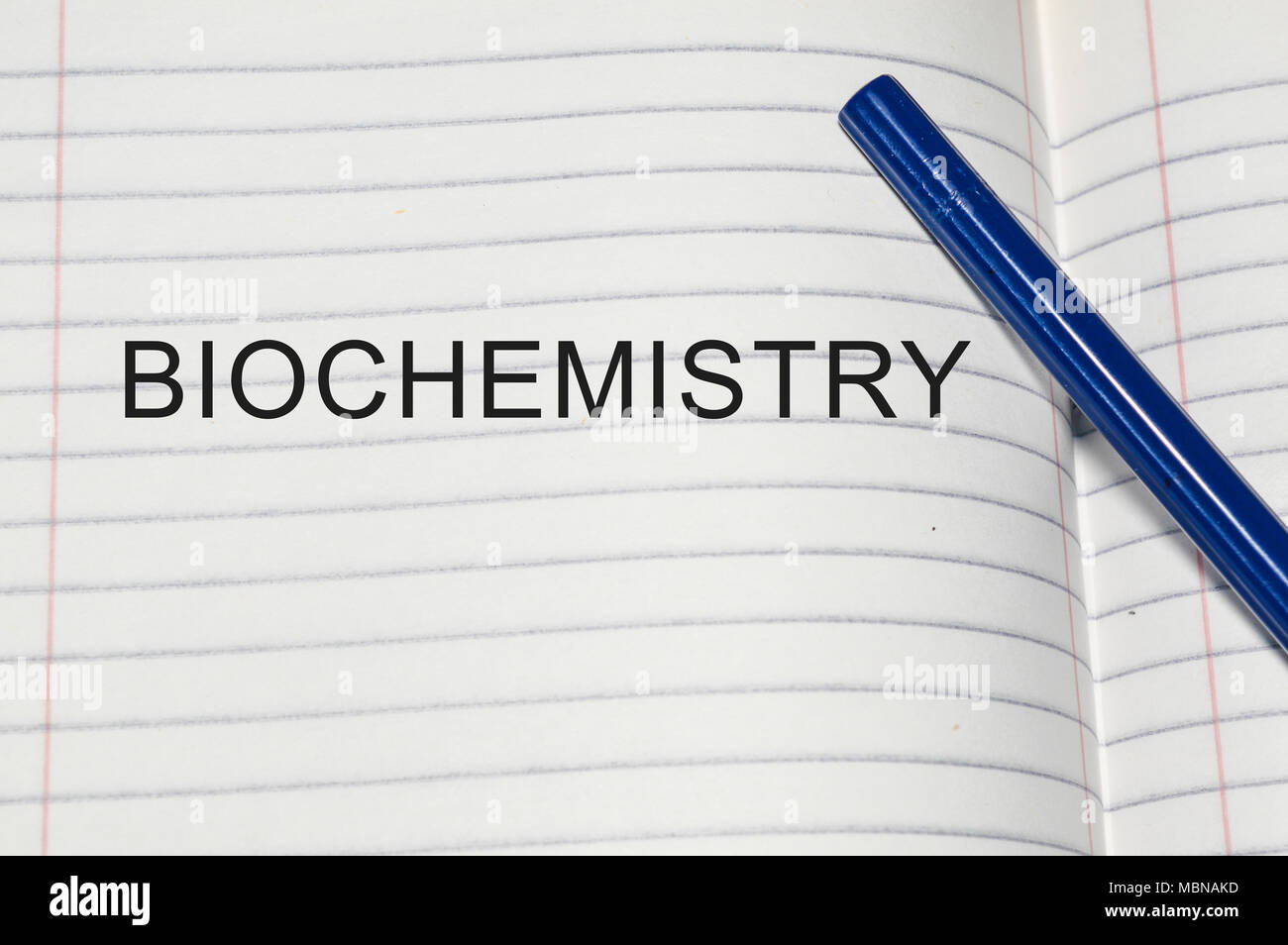 Biochimie mot écrit sur du papier blanc Banque D'Images