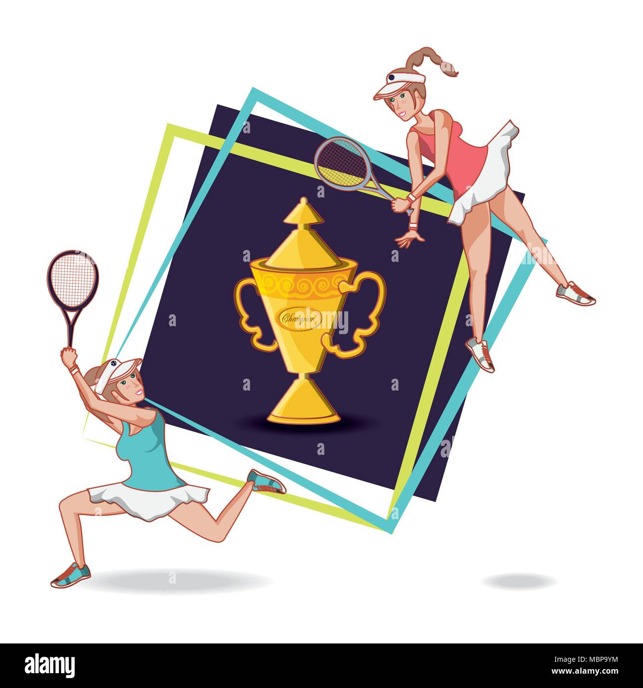 Les femmes à jouer au tennis à vecteur de caractères illustration design Illustration de Vecteur