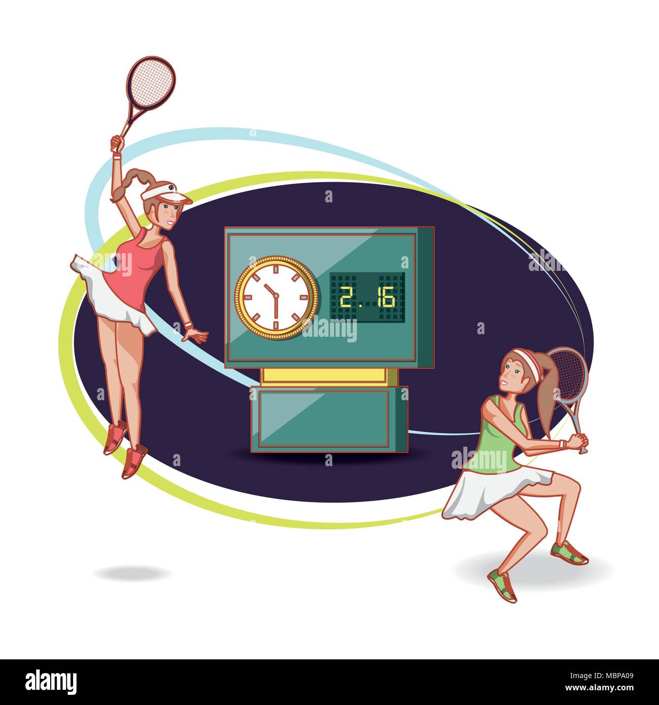 Les femmes à jouer au tennis à vecteur de caractères illustration design Illustration de Vecteur