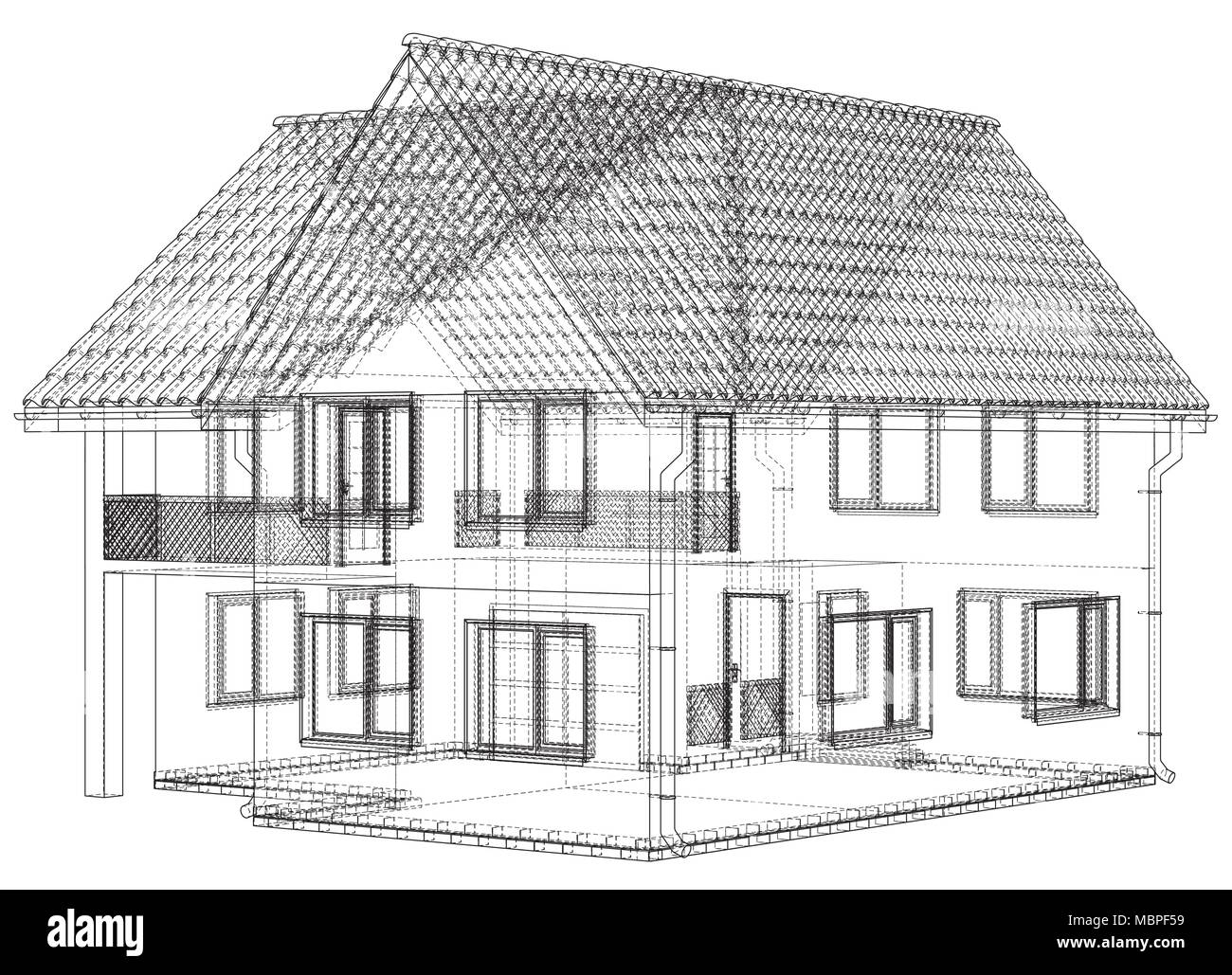 Fil maison blueprint - isolated over a white background Illustration de Vecteur