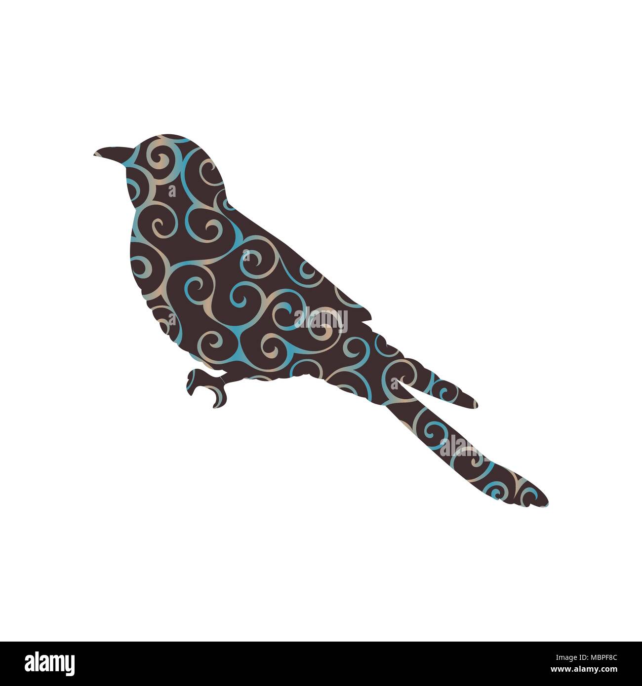 Cuckoo bird spiral silhouette couleur de motif animal. Vector Illustrator. Illustration de Vecteur