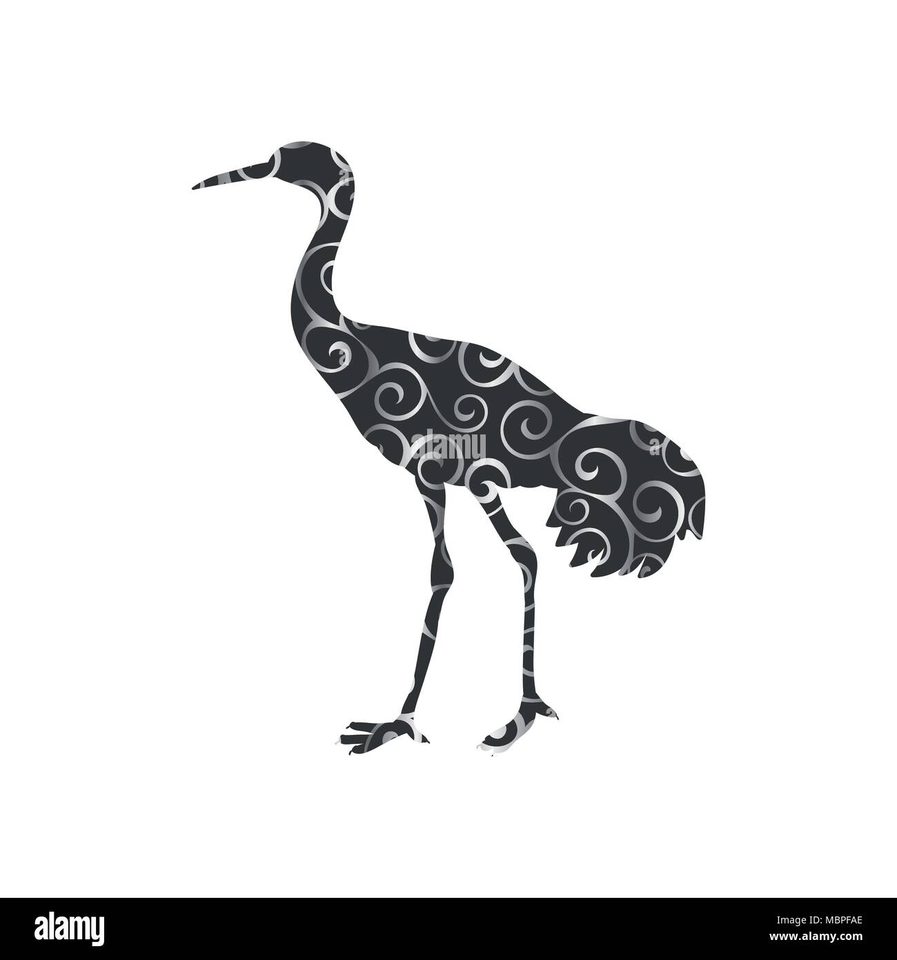 Shadoof bird spiral silhouette couleur de motif animal. Vector Illustrator. Illustration de Vecteur