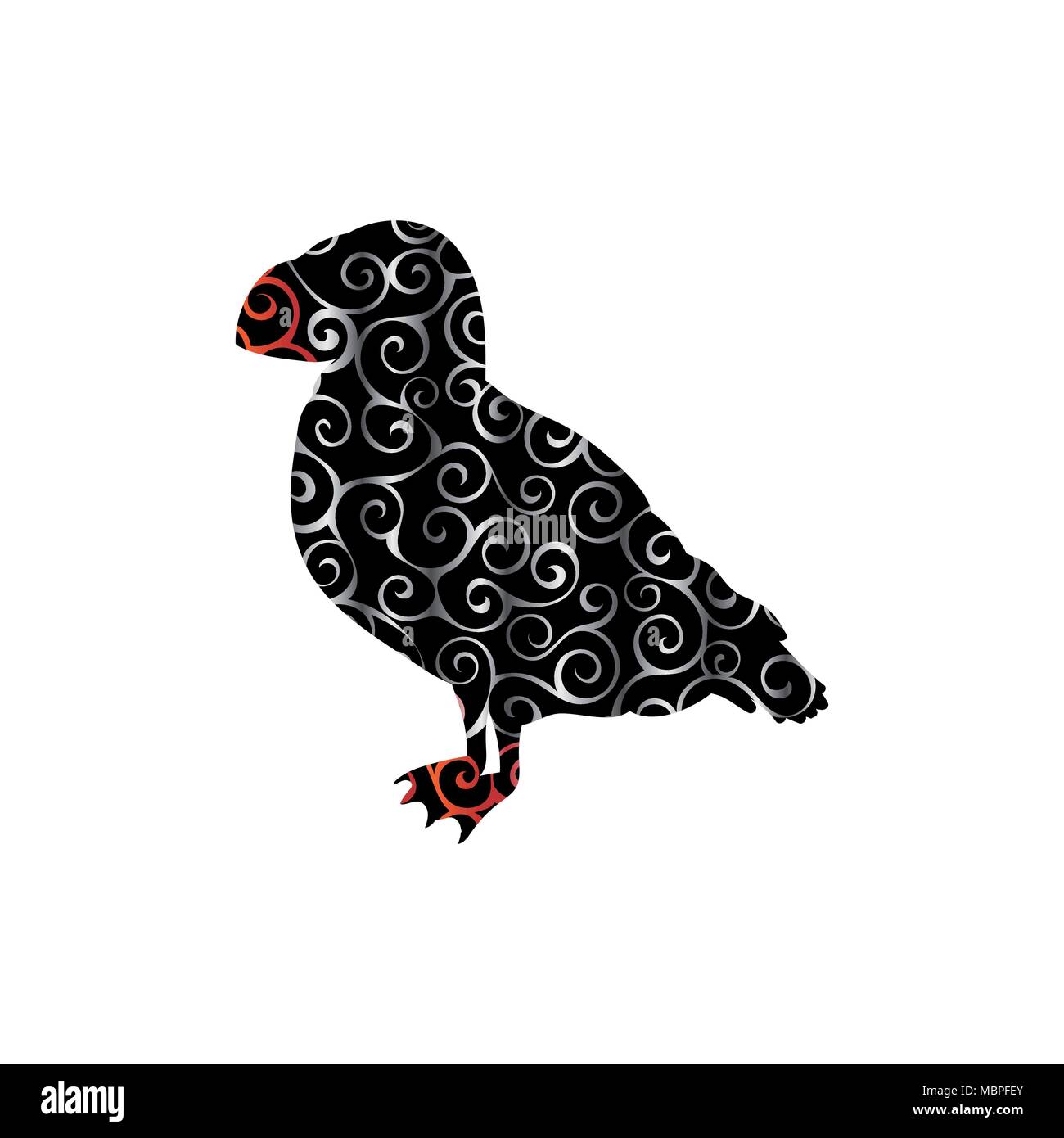 Spirale d'oiseaux macareux silhouette couleur animal. Vector Illustrator. Illustration de Vecteur