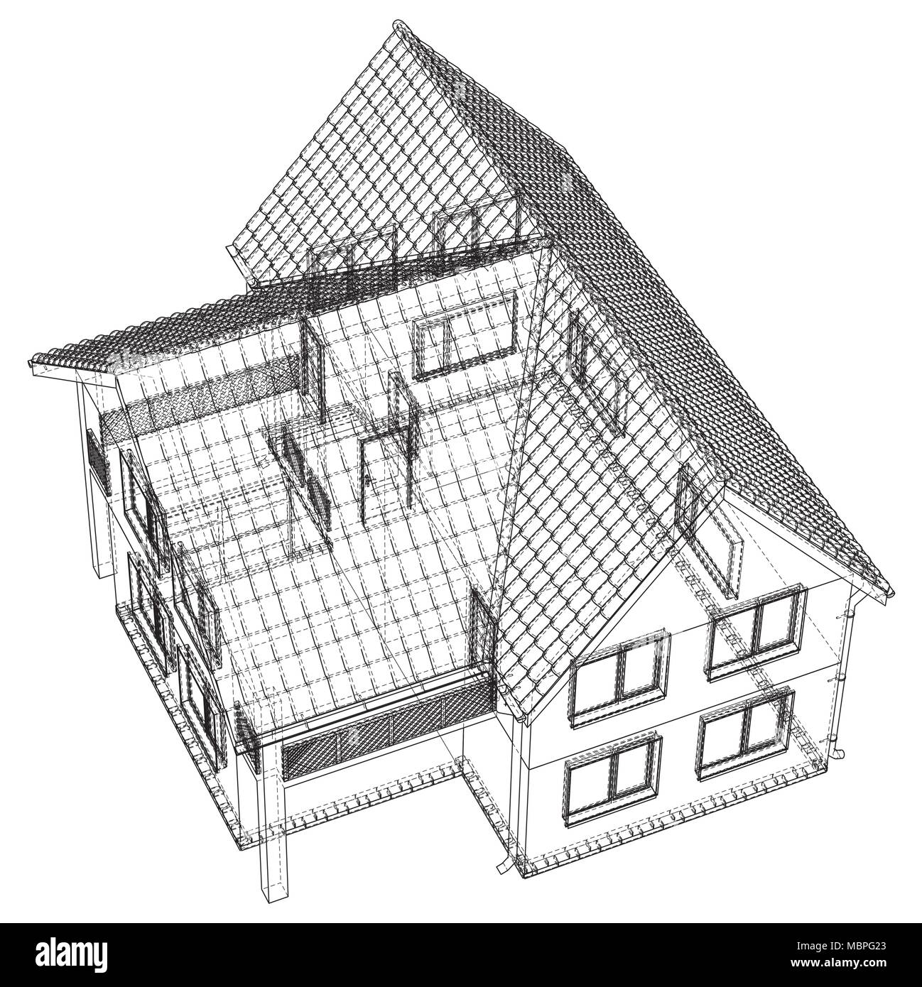 Croquis vecteur house sur le fond blanc. EPS 10. Vecteur créé de 3d. Illustration de Vecteur