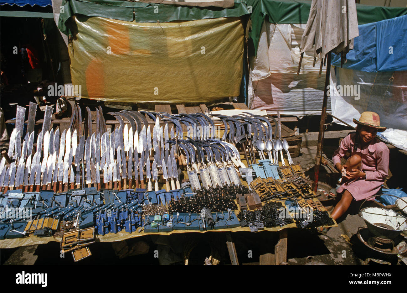 Blocage matériel marché d'Antananarivo, Madagascar Banque D'Images