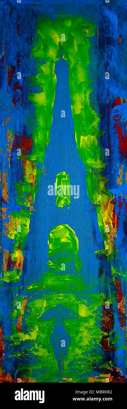 La peinture abstraite de la Tour Eiffel de Paris avec la pluie Banque D'Images