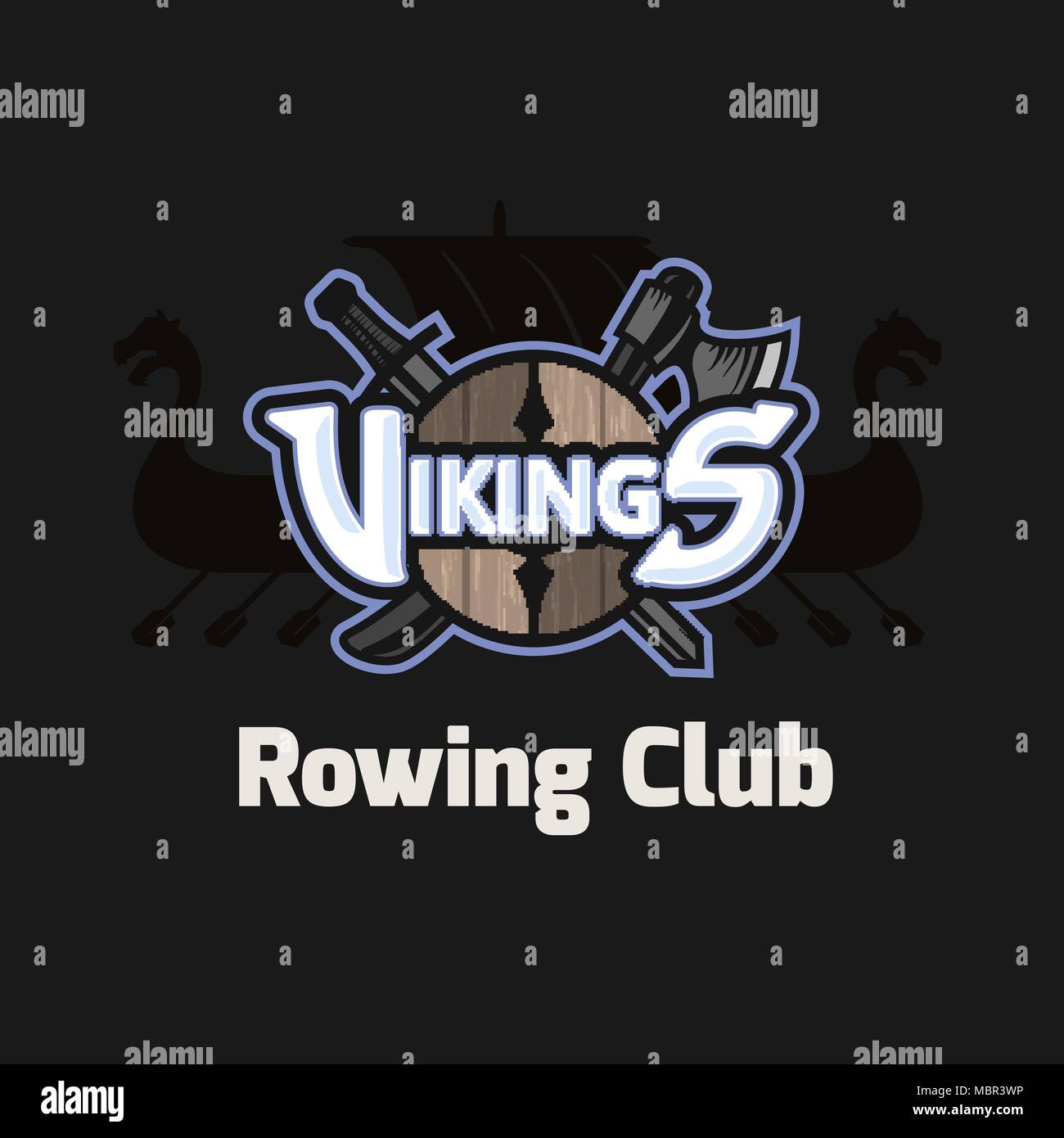 Logo sport Vikings, vector emblème de Rowing Club Illustration de Vecteur