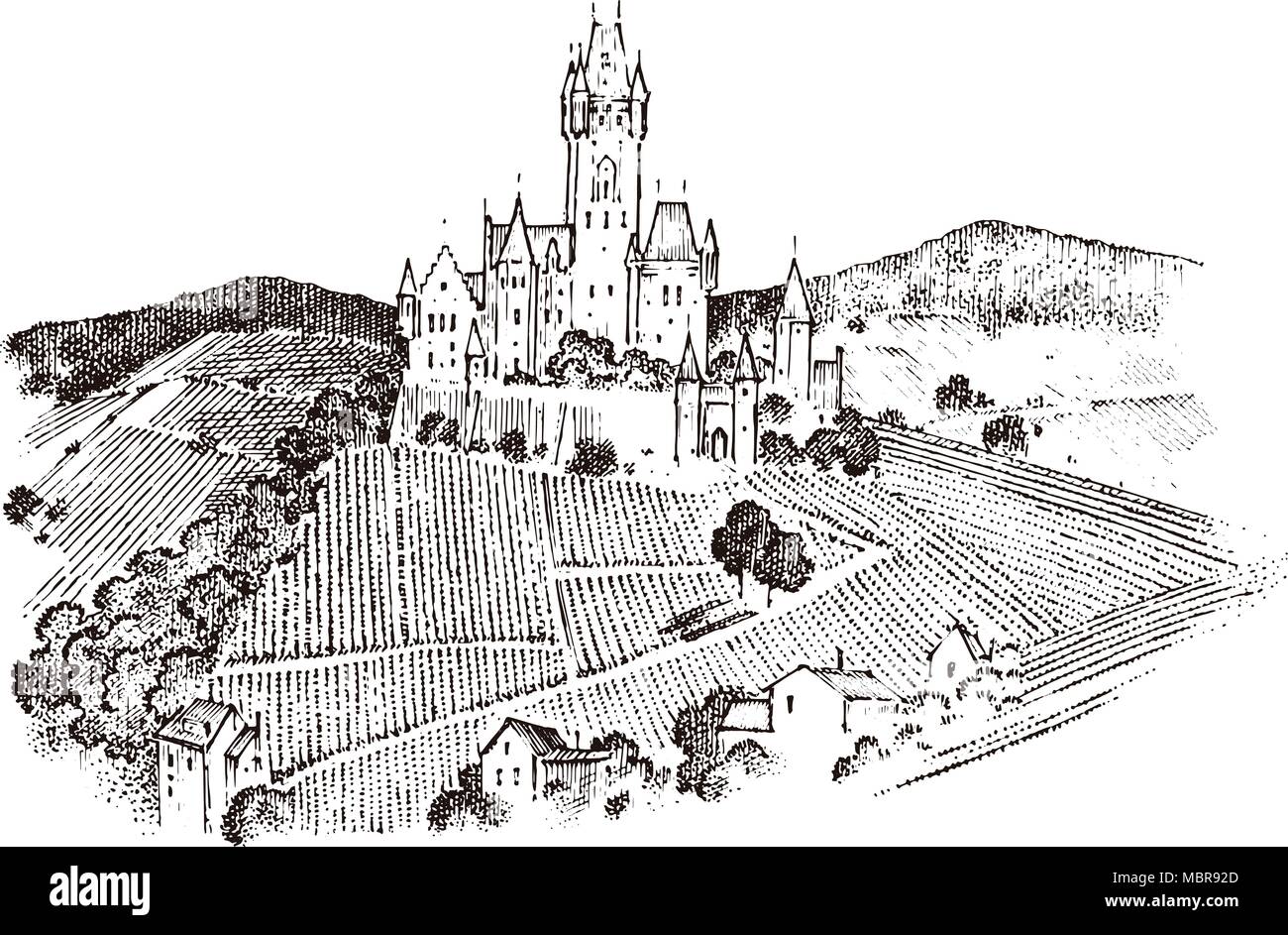 Chateau Sur Une Colline Ancien Paysage Pour L Etiquette Croquis En Main Gravee Vintage Style Victorien Les Voyages En Europe Au Batiment Historique Image Vectorielle Stock Alamy Chateau Sur Une Colline Ancien Paysage Pour L Etiquette Croquis En Main Gravee Vintage Style Victorien Les Voyages En Europe Au Batiment Historique Image Vectorielle Stock Alamy