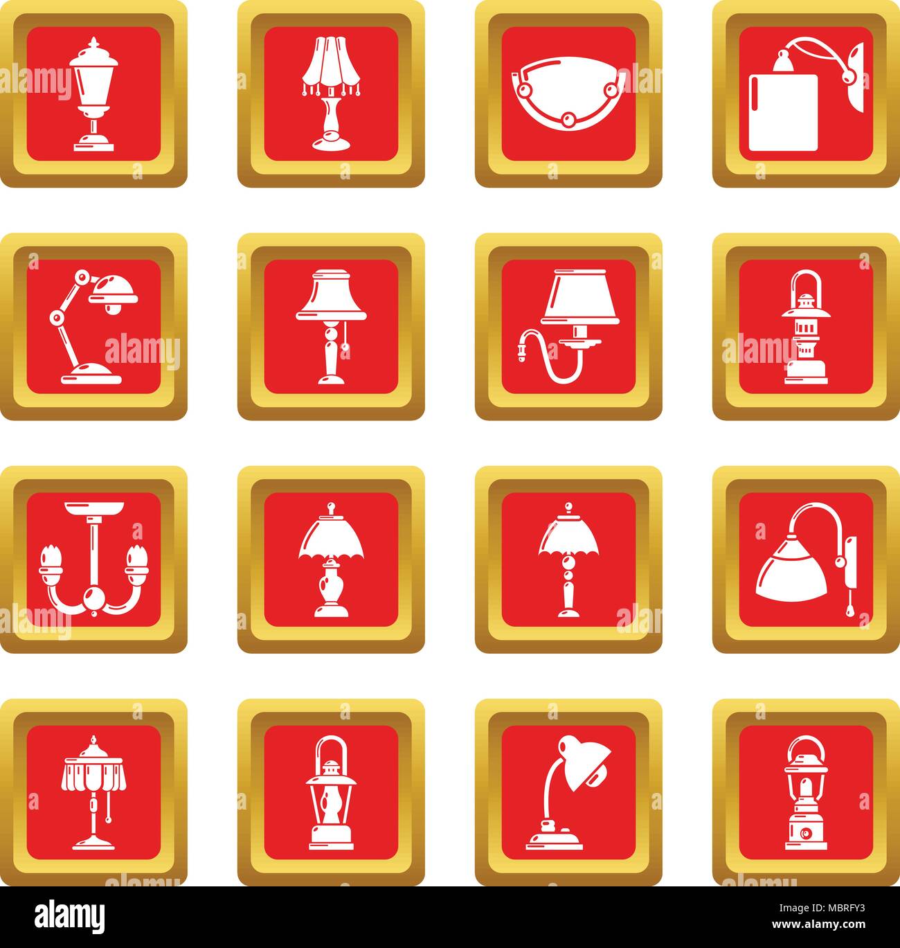 La place rouge Lampe icons set vector Illustration de Vecteur