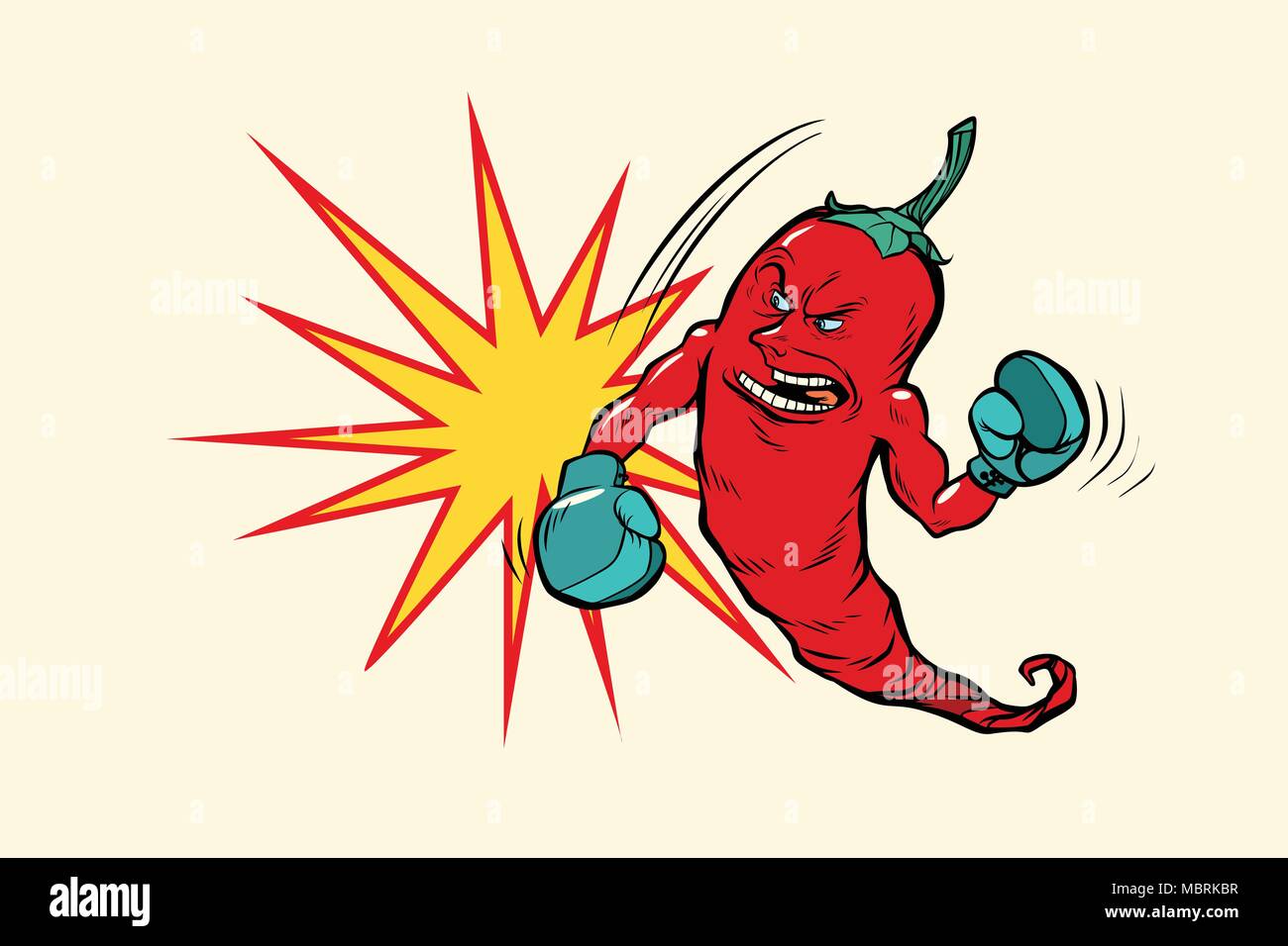 Piment rouge caractère boxer Illustration de Vecteur