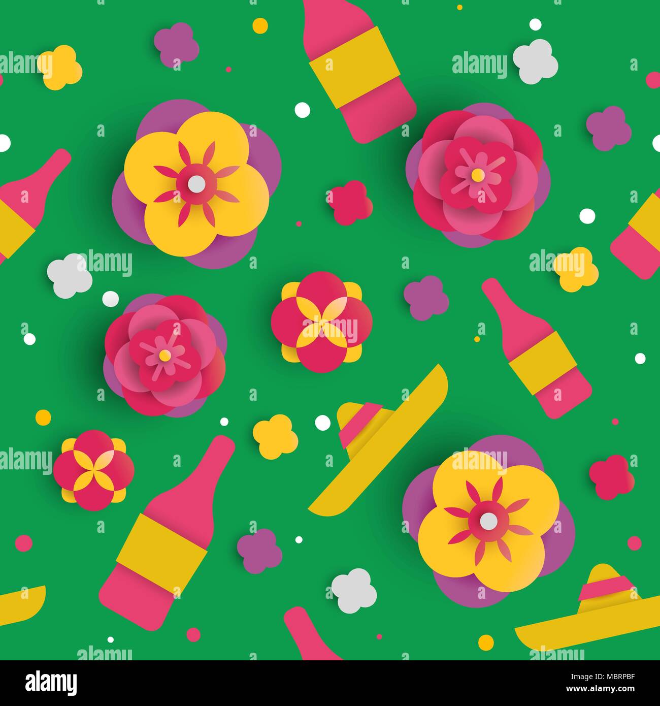 Le Cinco de Mayo mexicain transparente motif pour maison de l'événement. Arrière-plan 3D en papier coupées, mariachi hat et partie des boissons. Vecteur EPS10. Illustration de Vecteur