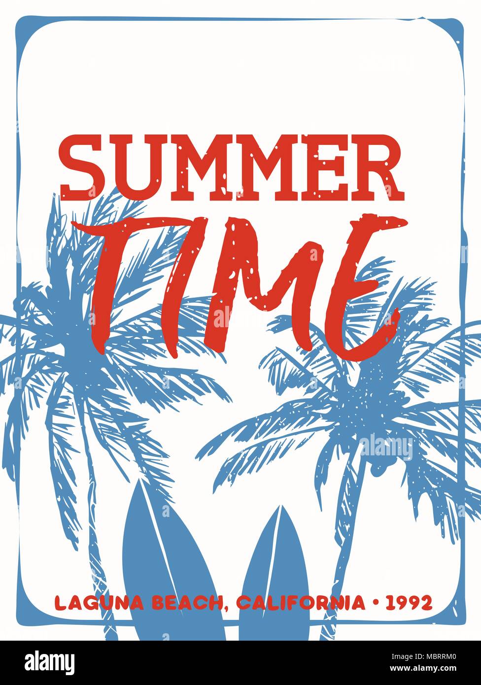 Période de navigation typographie illustration de l'affiche. Vintage stamp surfeur avec palmiers tropicaux et de surf dans un style dessiné à la main. Vecteur EPS10. Illustration de Vecteur