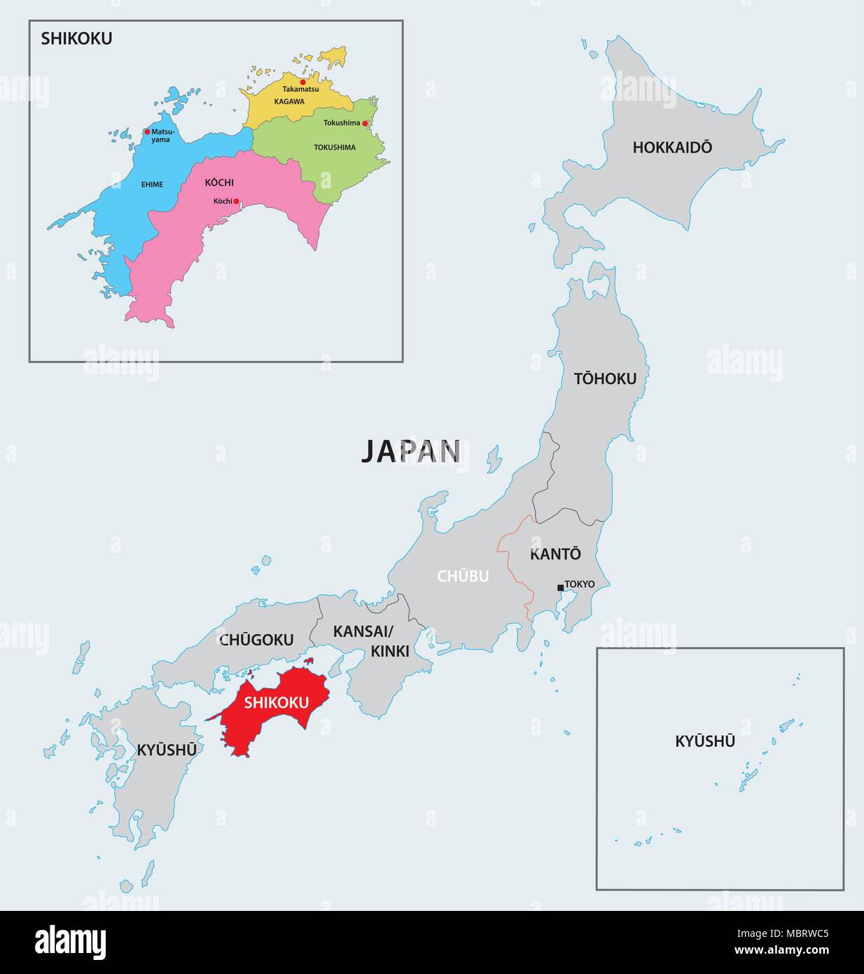 La région Japon shikoku site Illustration de Vecteur