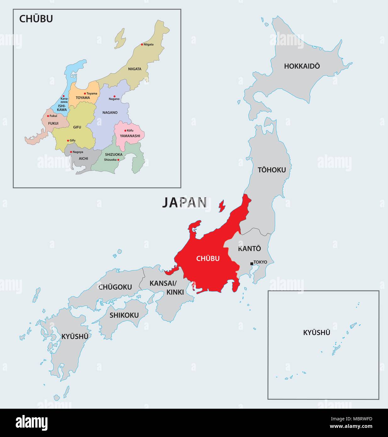 La région Japon chubu site Illustration de Vecteur