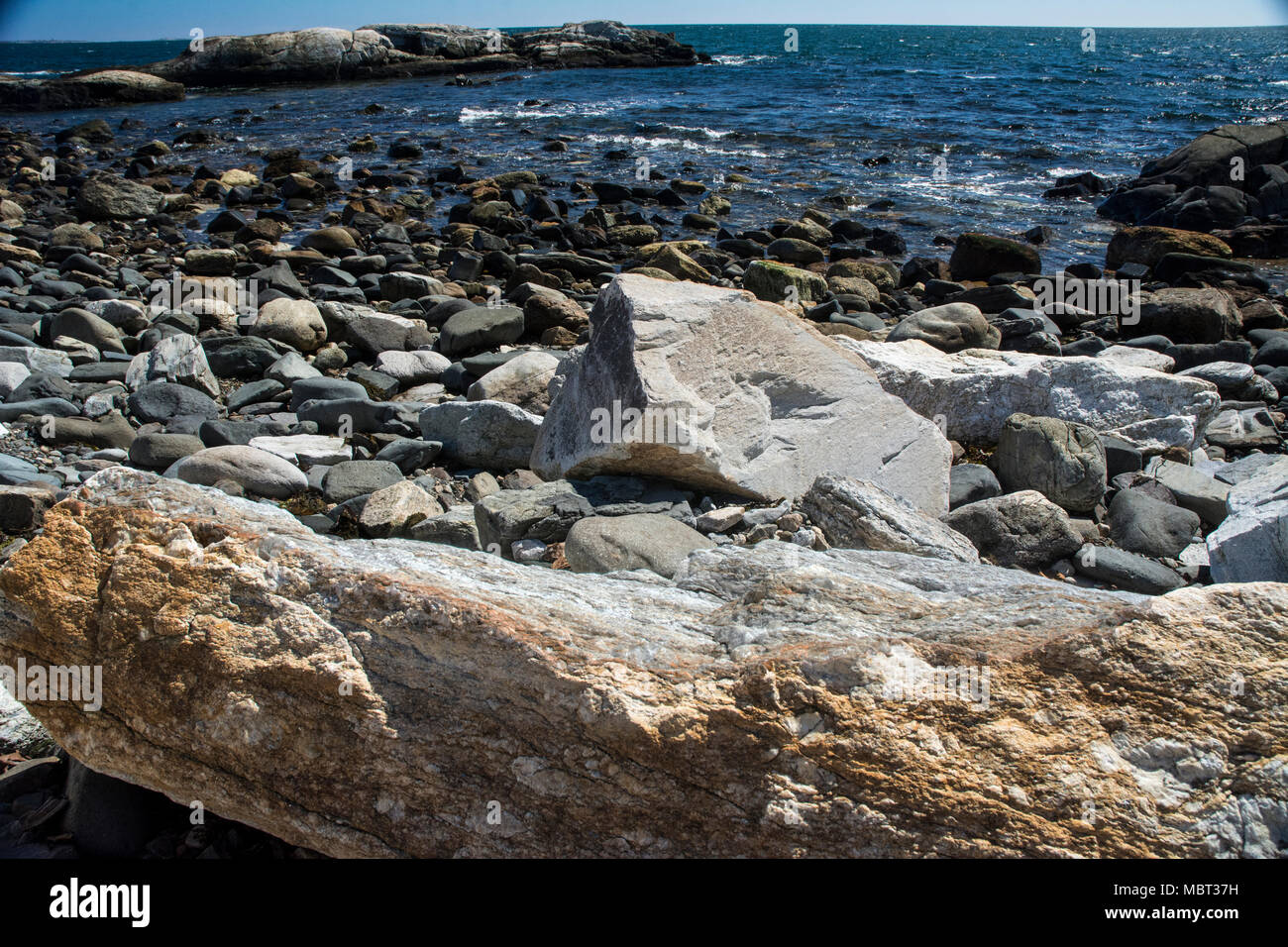 La côte rocheuse est une signature de la Nouvelle Angleterre, USA. Banque D'Images