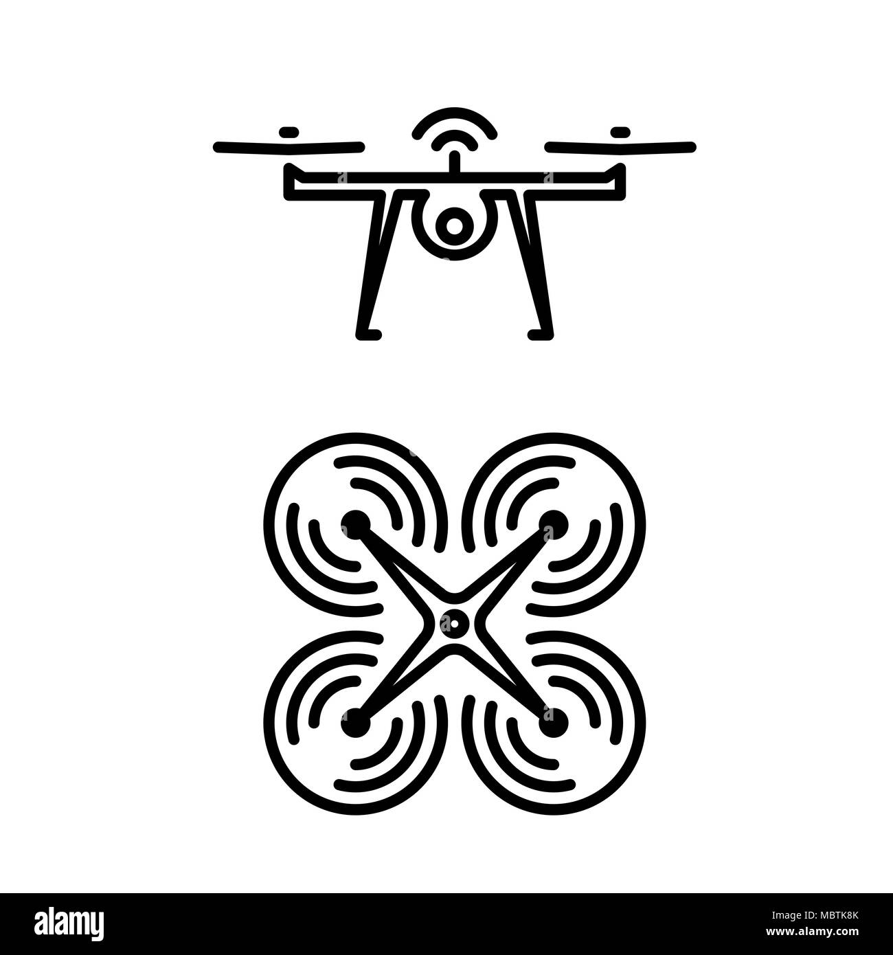 Drone aérien télévision simple icône vector illustration. Illustration de Vecteur