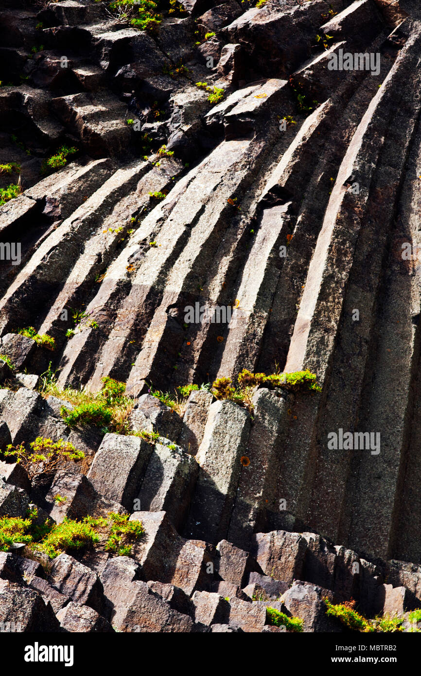 Portugal, Madère, Porto Santo, l'île de Pico Ana Ferreira, volcanique, le basalte, le volcanoclastic, structure colonnaire, prismes, Banque D'Images