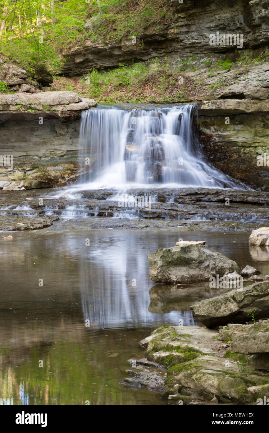 Chutes d'eau dans le parc national McCormick's Creek, Spencer Indiana Banque D'Images