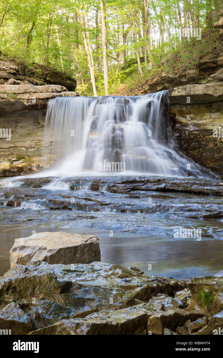 Chutes d'eau dans le parc national McCormick's Creek, Spencer Indiana Banque D'Images