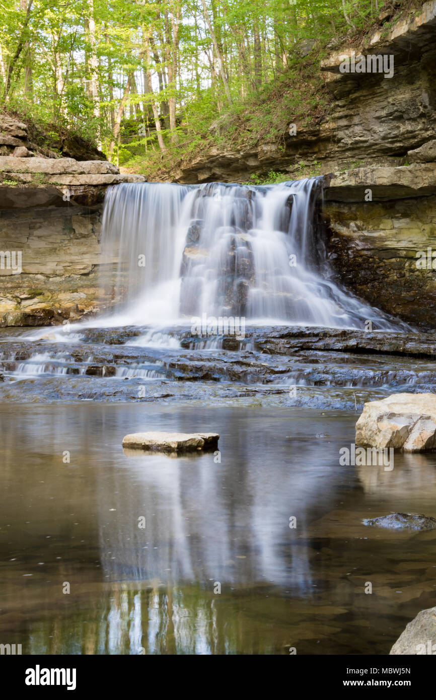Chutes d'eau dans le parc national McCormick's Creek, Spencer Indiana Banque D'Images