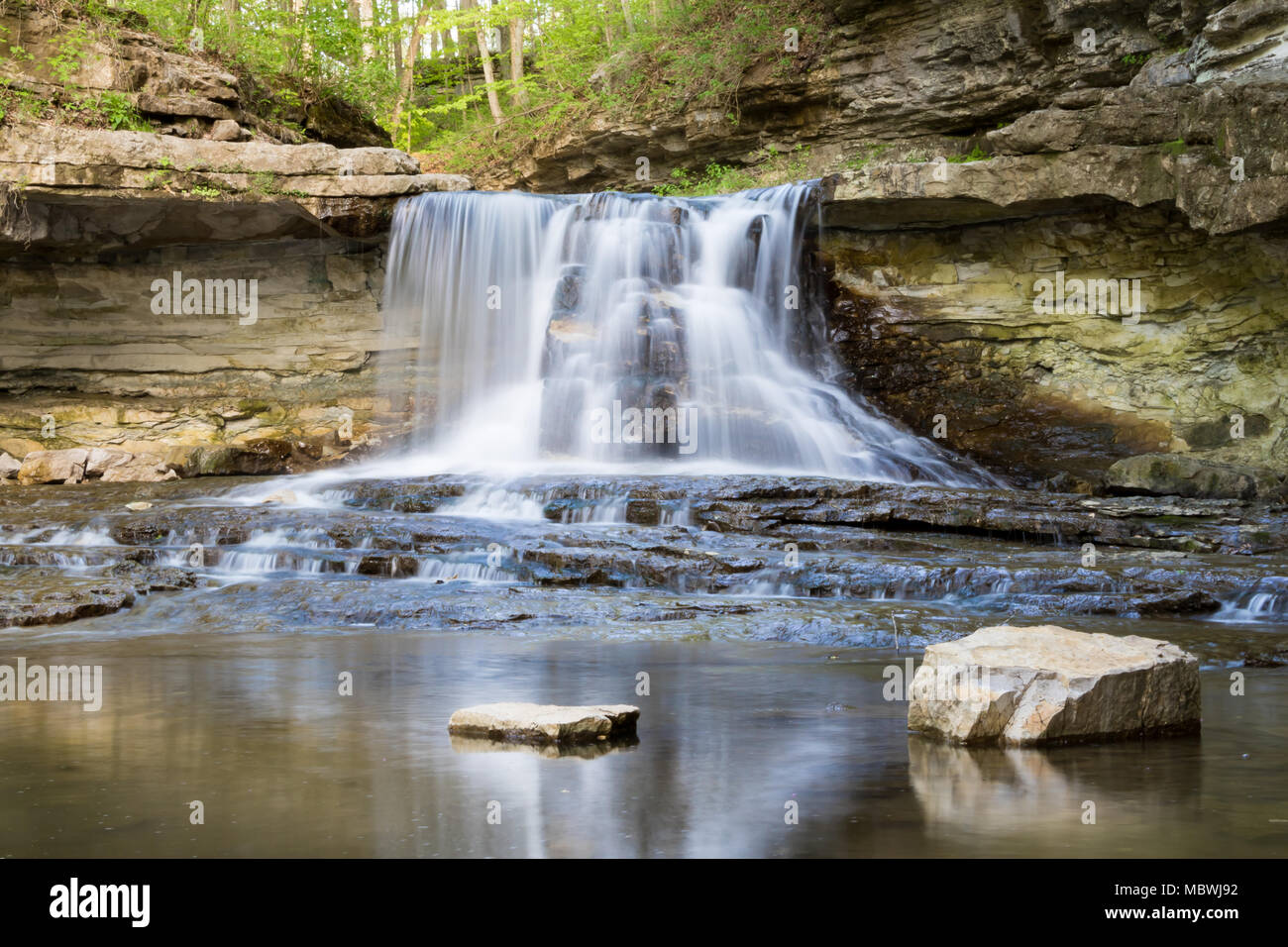 Chutes d'eau dans le parc national McCormick's Creek, Spencer Indiana Banque D'Images