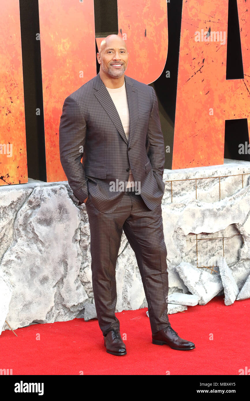 Londres, Royaume-Uni. 11 avril, 2018. Dwayne Johnson, Rampage - première européenne, Leicester Square, Londres, Royaume-Uni, 11 avril 2018, photo de Richard Goldschmidt : Riche de crédit Gold/Alamy Live News Banque D'Images