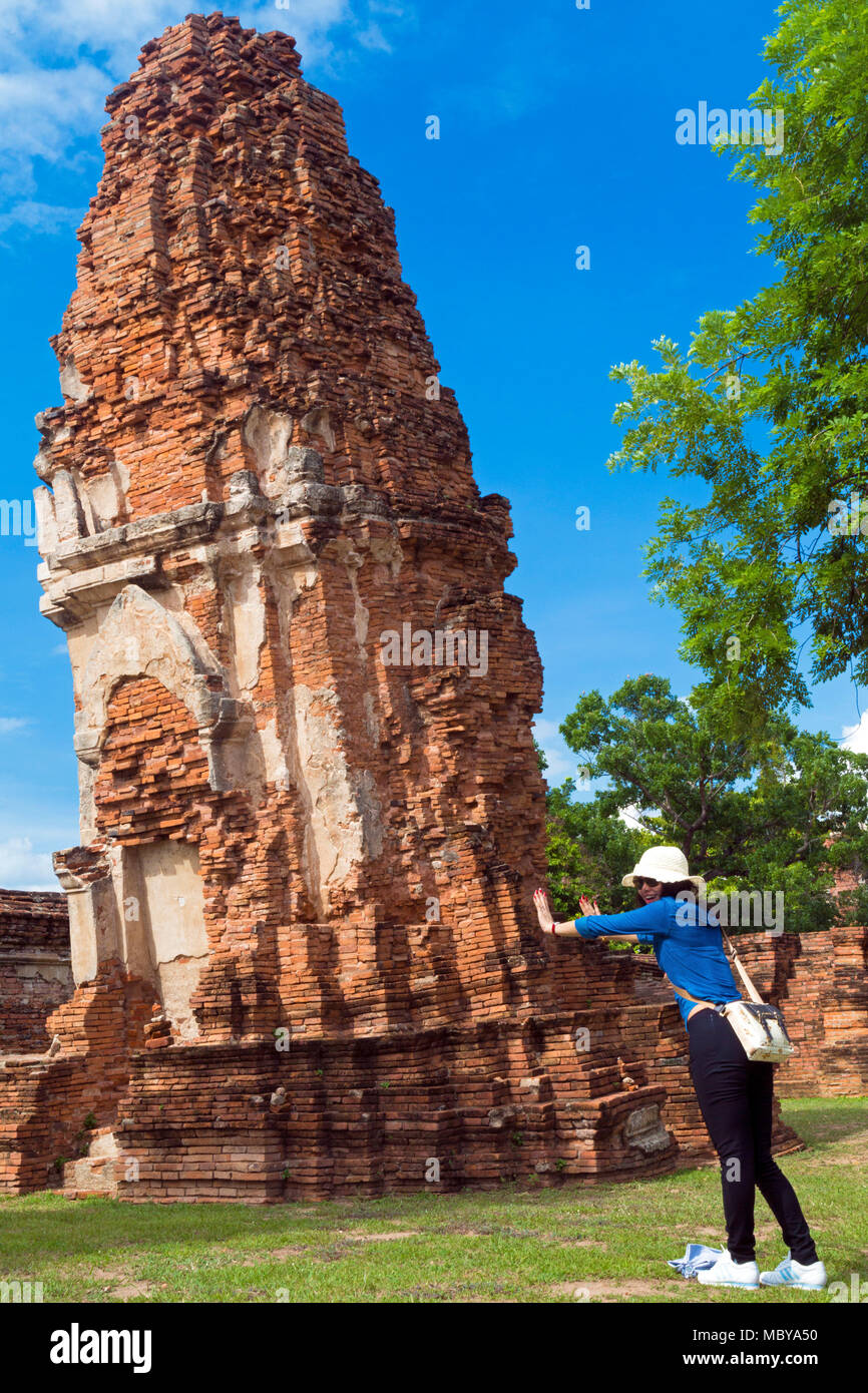Au tourisme thaïlandais Wat Maha That, Ayutthaya, Thaïlande Banque D'Images