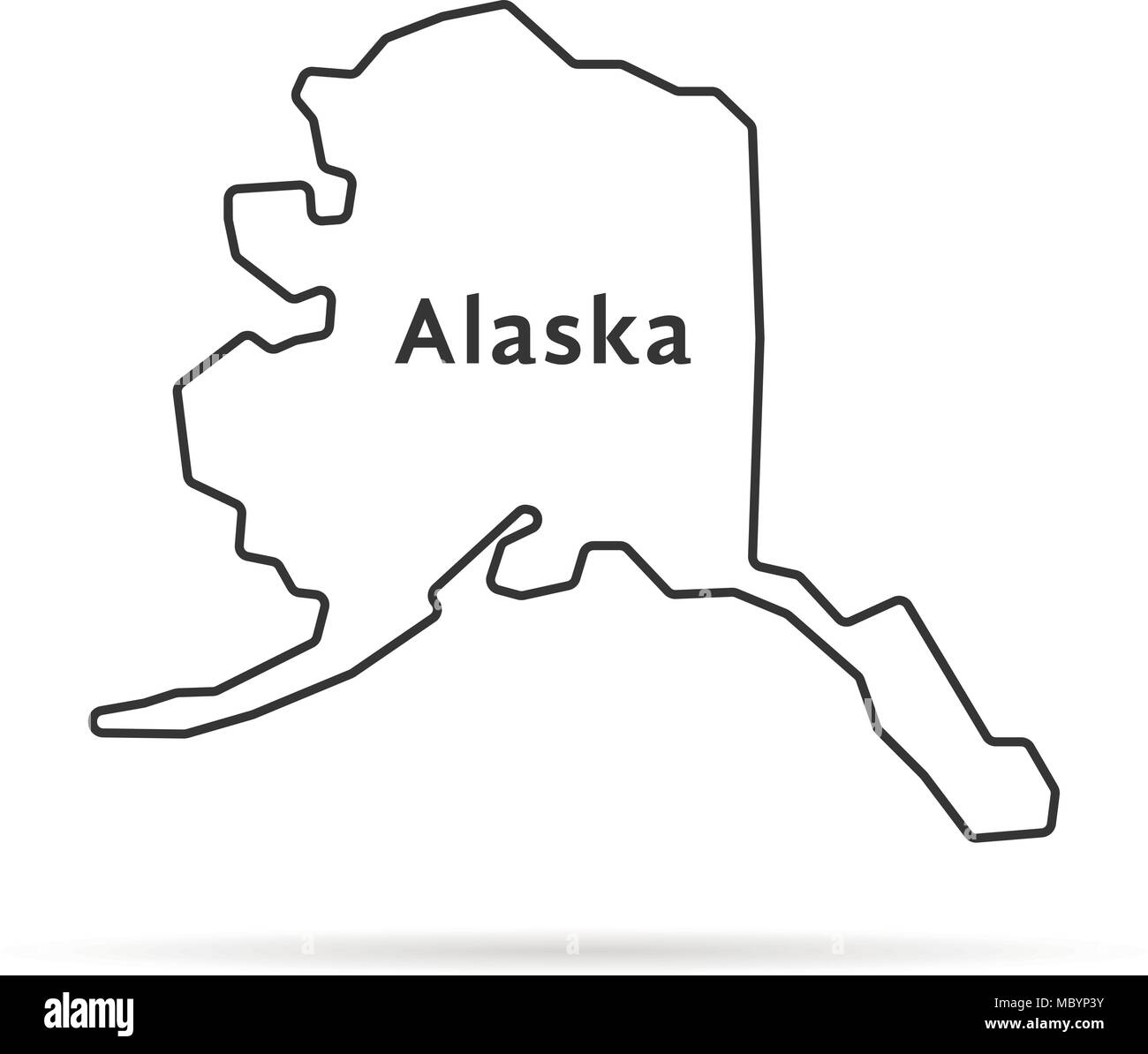 Fine ligne alaska map avec ombre Illustration de Vecteur