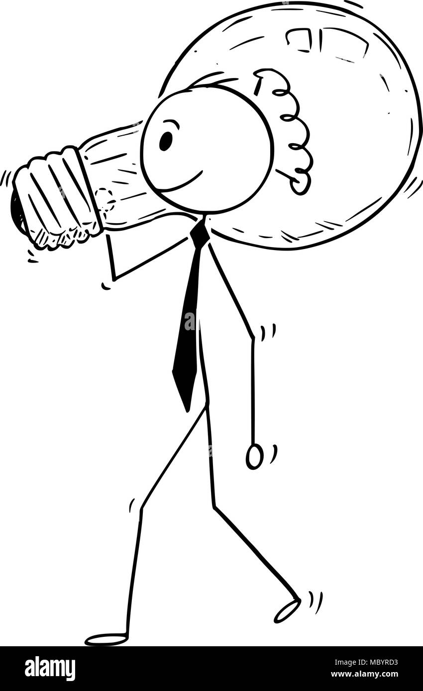 Caricature de Businessman Transporter Light Bulb Illustration de Vecteur