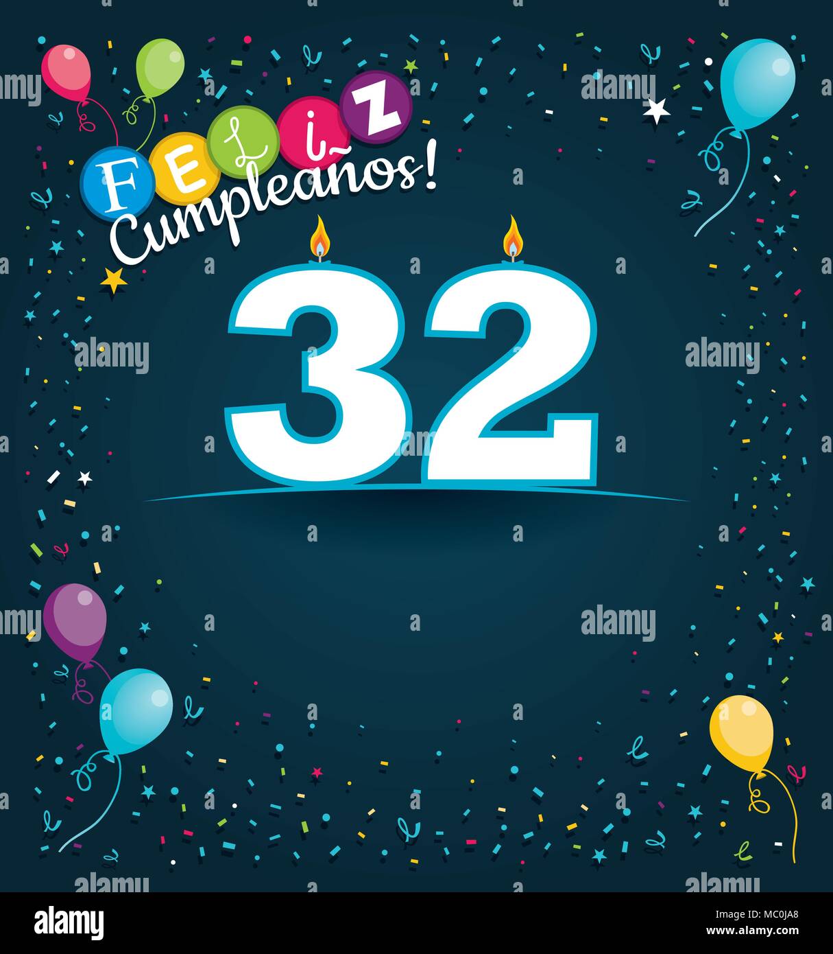 Joyeux Anniversaire 32 Dans La Langue Espagnole Carte De Souhaits Avec Bougies Blanches Sous Forme De Nombre D Arriere Plan Avec Des Ballons Et Confettis Image Vectorielle Stock Alamy Joyeux Anniversaire 32 Dans La Langue Espagnole Carte De Souhaits Avec Bougies Blanches Sous Forme De Nombre D Arriere Plan Avec Des Ballons Et Confettis Image Vectorielle Stock Alamy