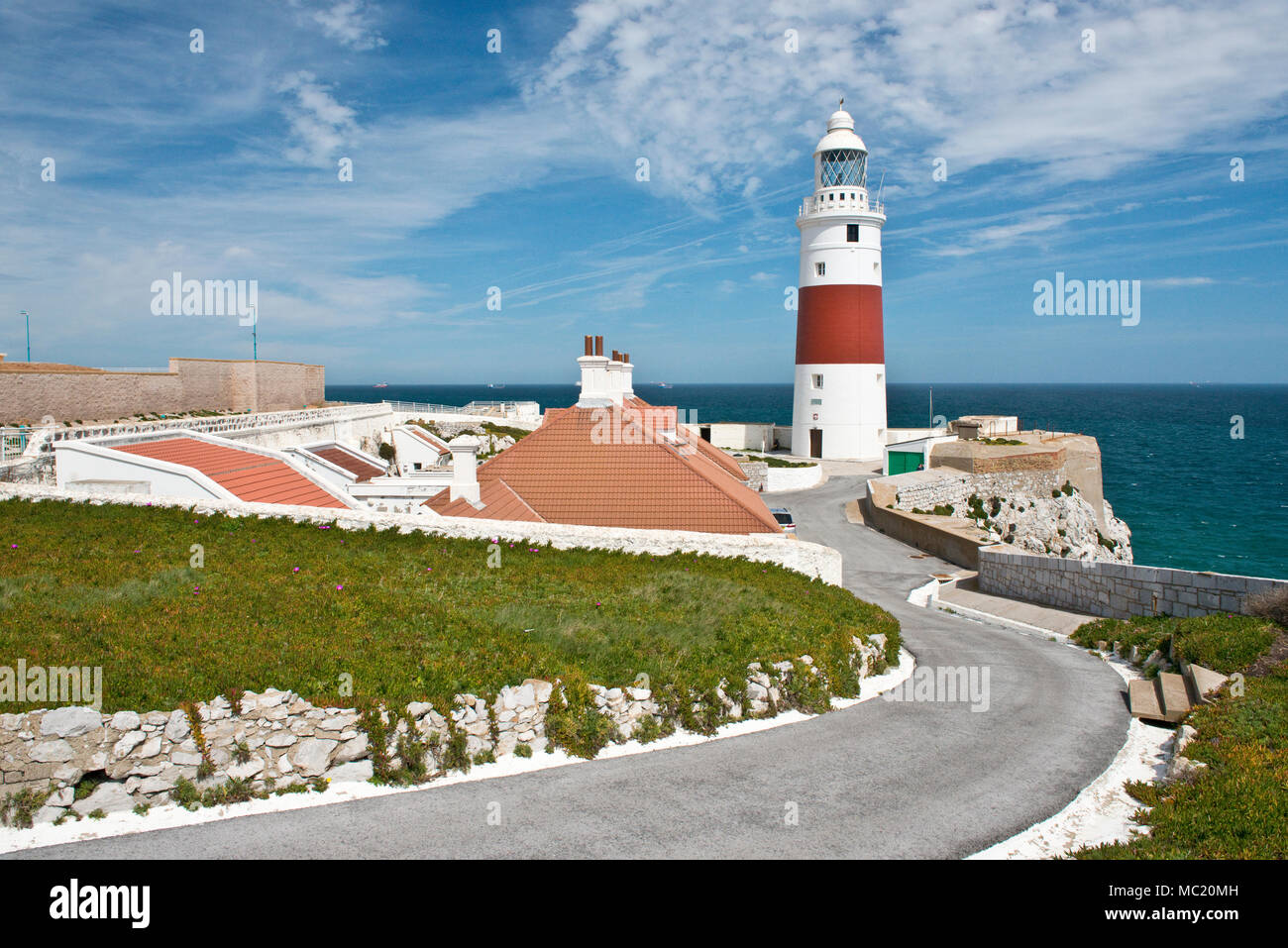 Phare de la Trinité à l'Europa Point, Gibraltar, Royaume-Uni Banque D'Images