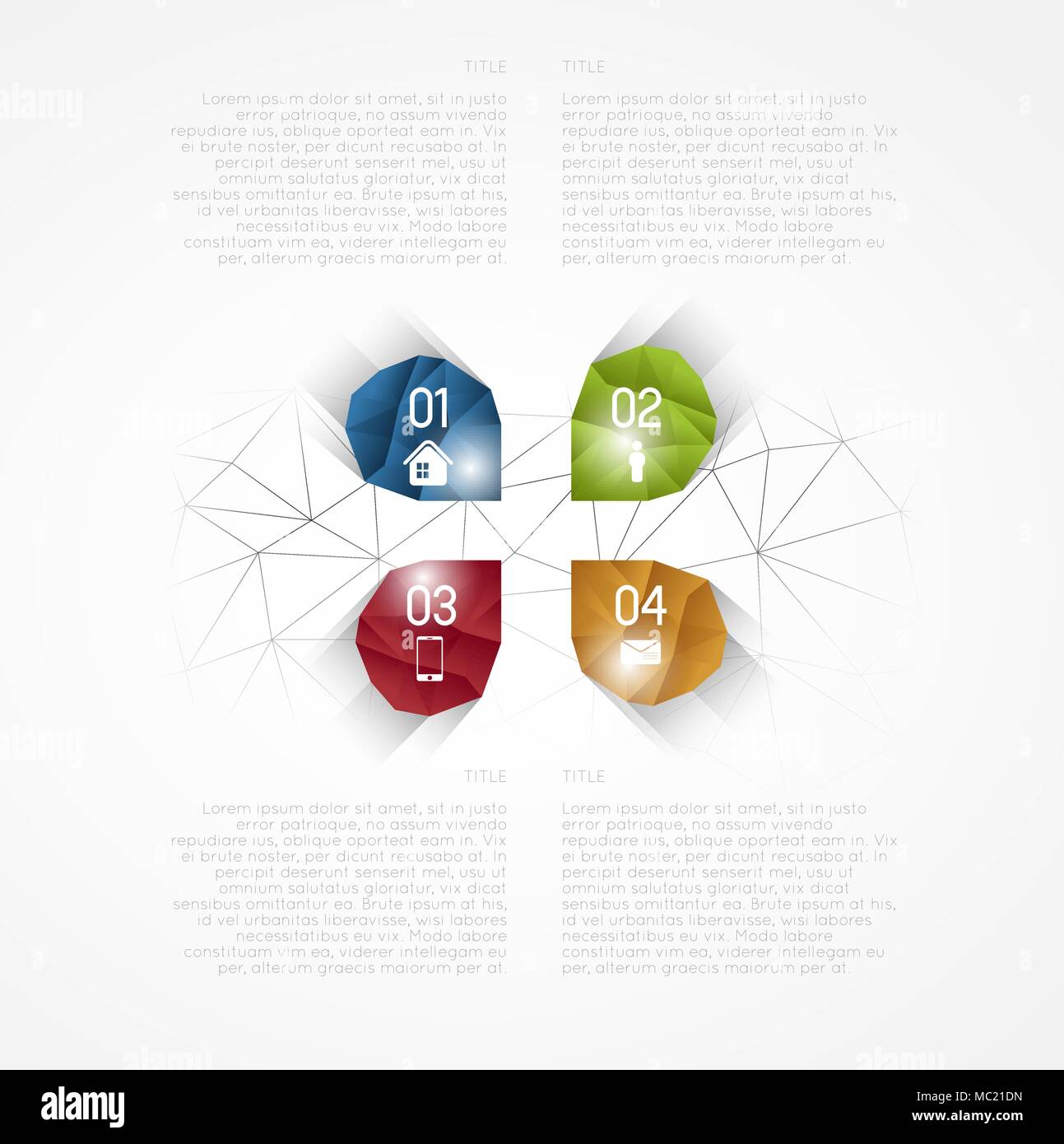 Résumé modèle infographique, bijoux colorés avec option étapes sur la grille triangulaire Illustration de Vecteur