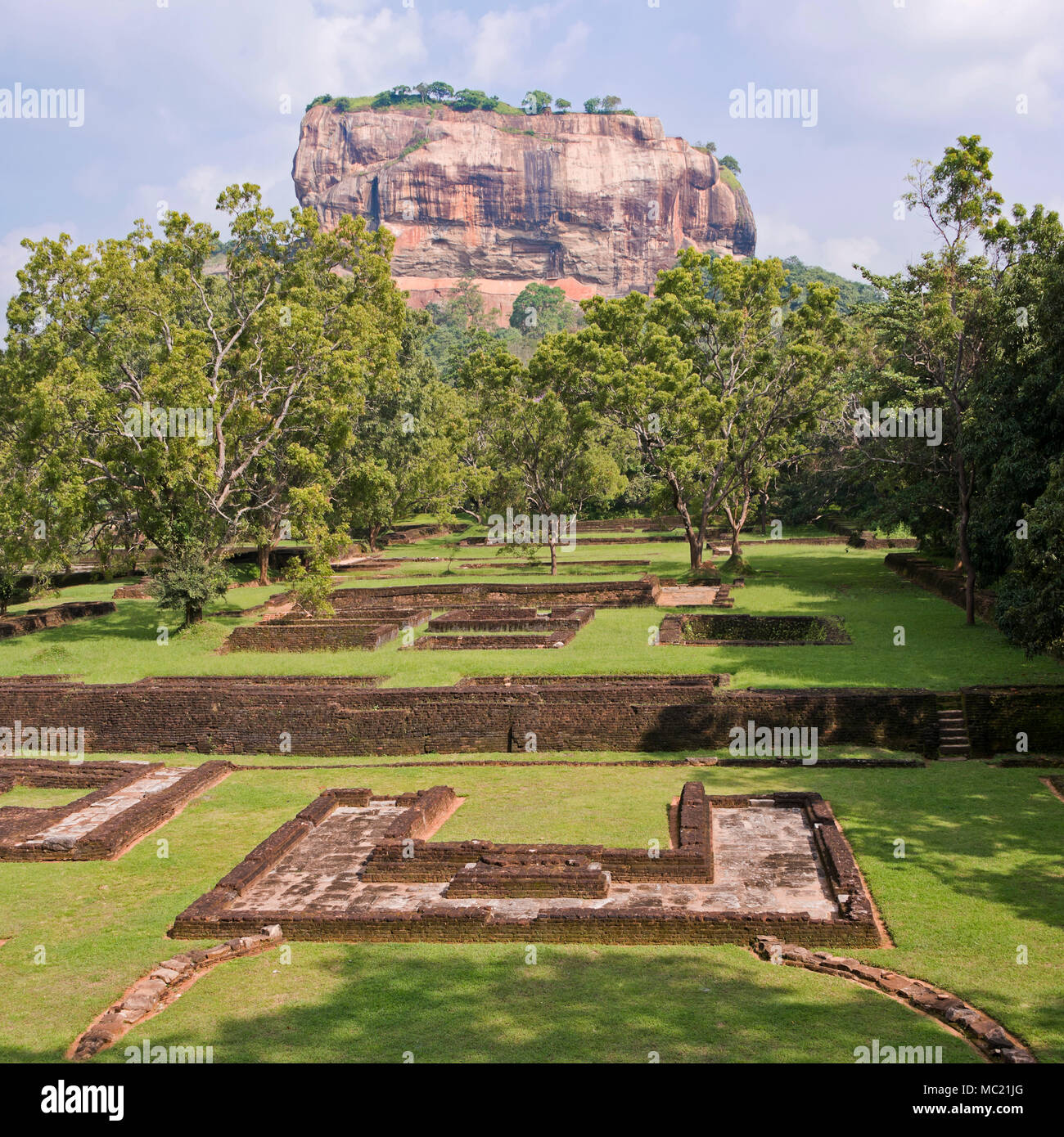 Vue sur place de Sigiriya ou Lions Rock au Sri Lanka. Banque D'Images