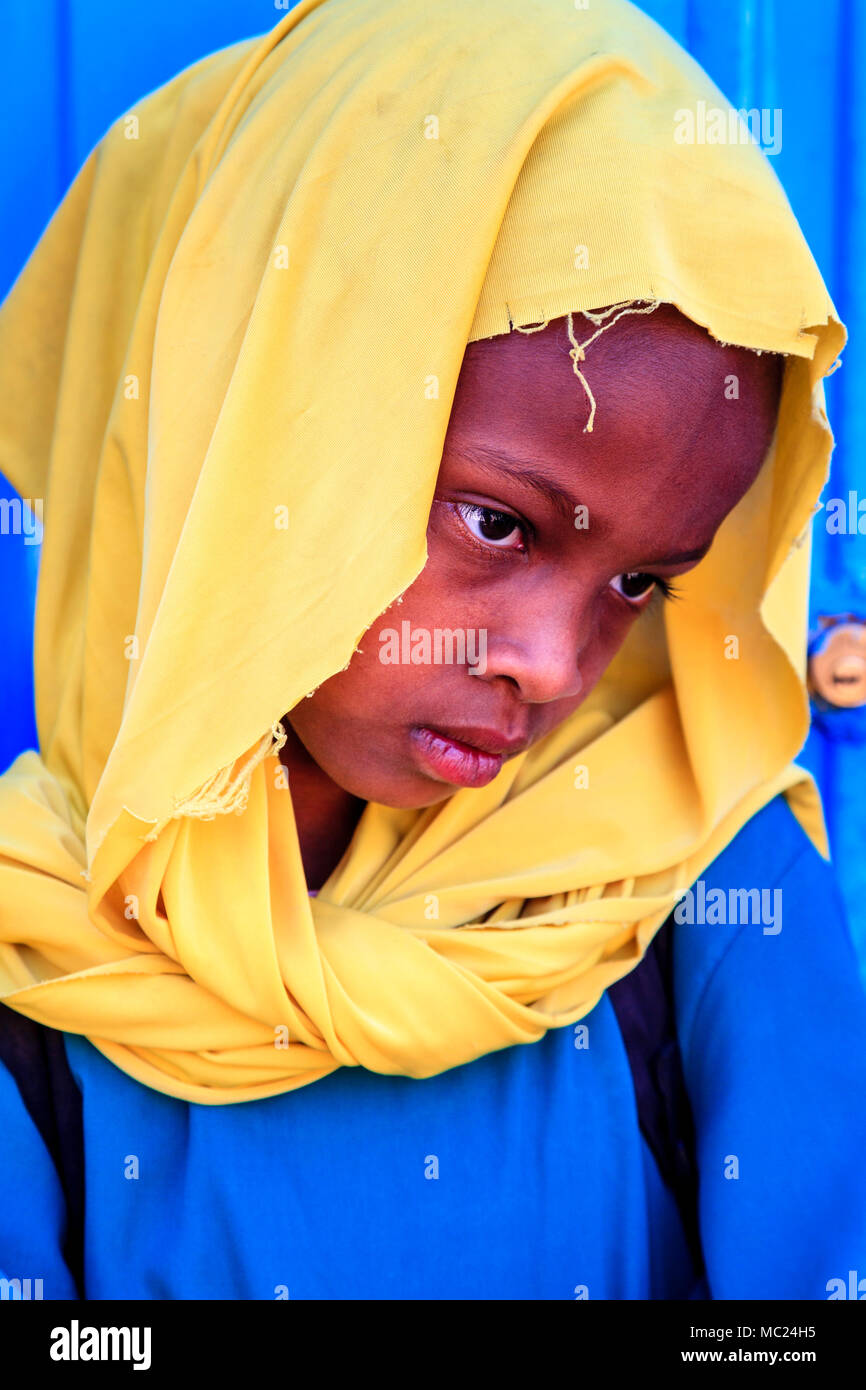 Une écolière éthiopienne, Harar, en Ethiopie Banque D'Images