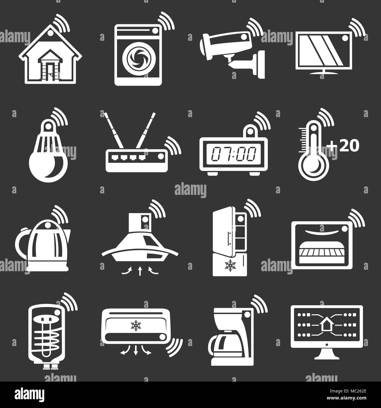 Smart home icons set vector gris Illustration de Vecteur