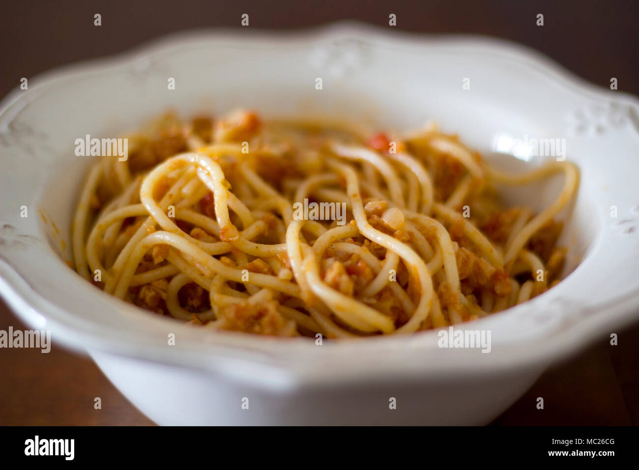 Assiette de spaghetti bolognaise végétarienne Banque D'Images
