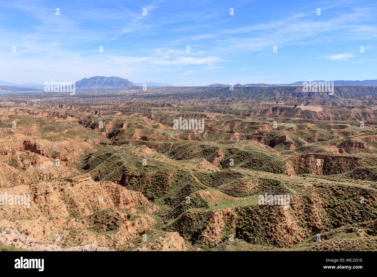 Désert de Gorafe, Los Coloraos. Bad Lands. Banque D'Images