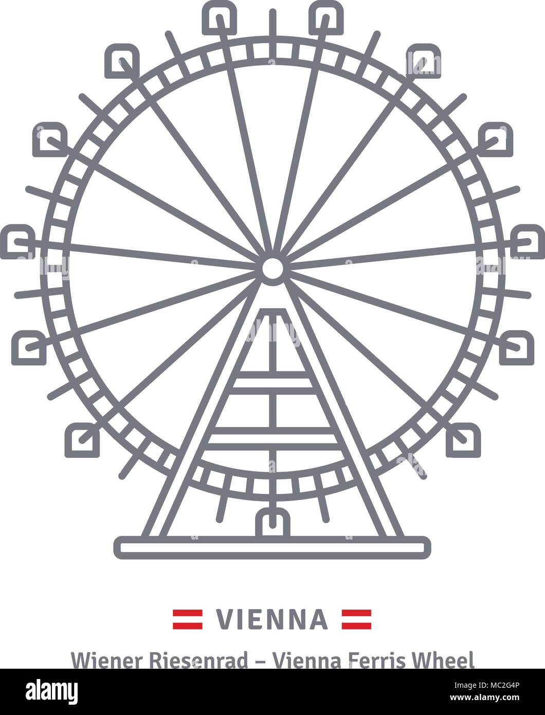 L'icône de la ligne de l'Autriche. La Grande Roue du Prater à Vienne et d'Autriche d'illustration vectorielle du pavillon. Illustration de Vecteur