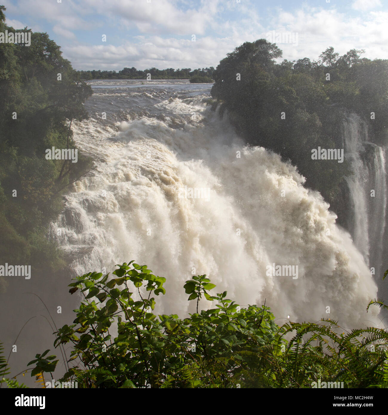 Le Devil's Cataract à Victoria Falls (Mosi-oa-Tunya) à la frontière du Zimbabwe et de la Zambie. Banque D'Images