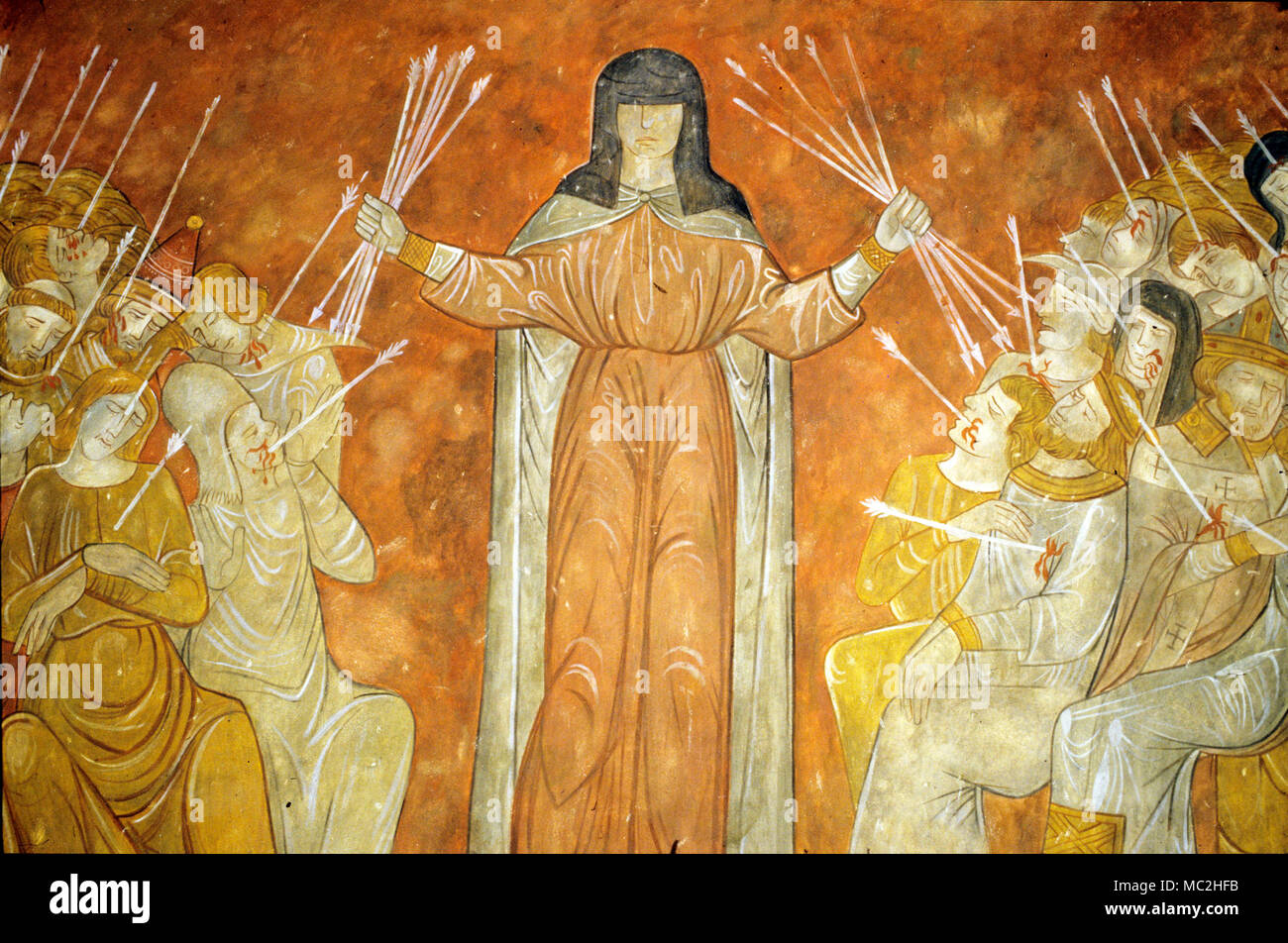 La peste, symbole de la mort de l'église St André à Lavaudieu, 14e ch. Black Death. France Banque D'Images