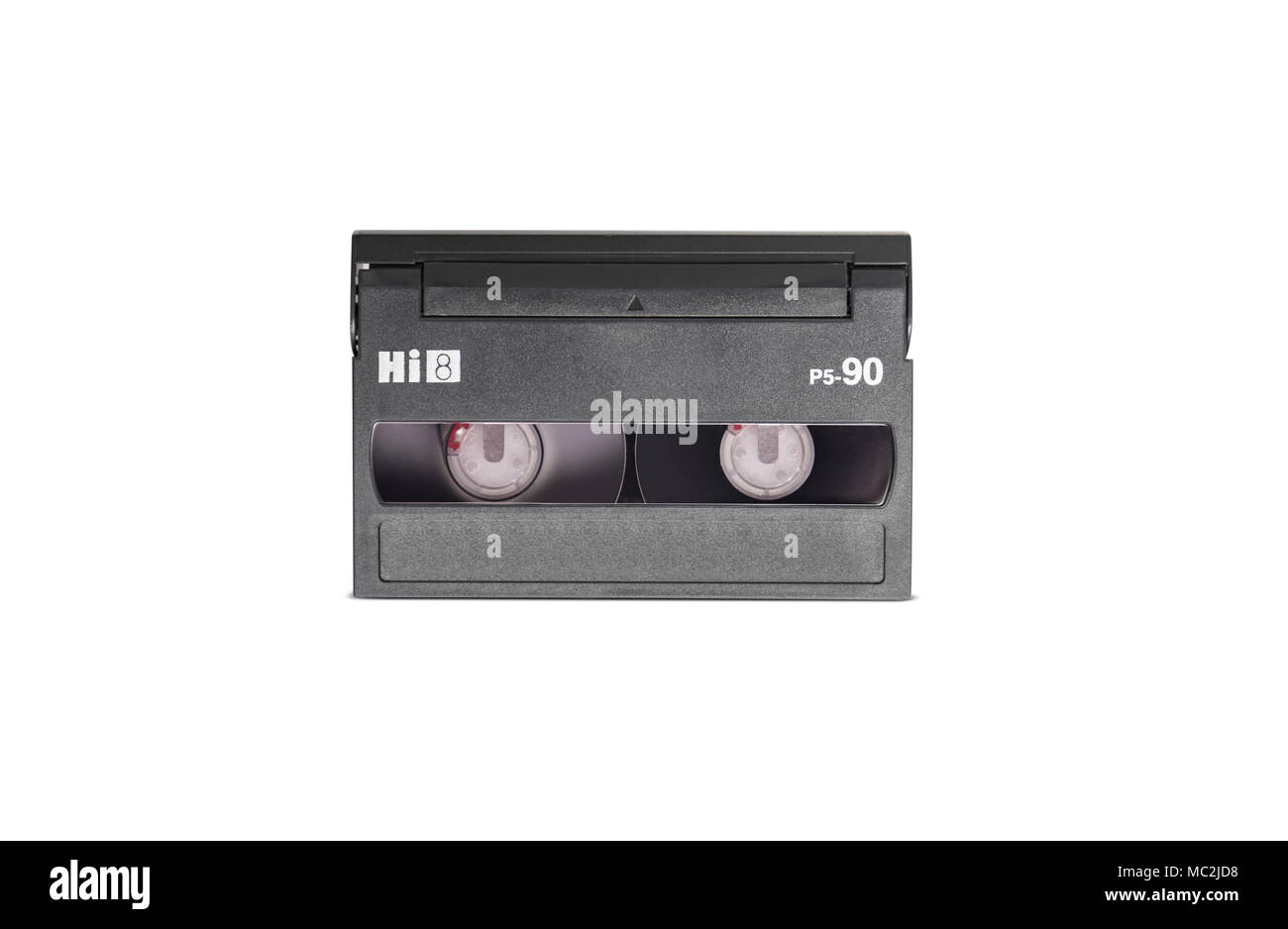 Mini cassette DV isolé sur fond blanc Banque D'Images