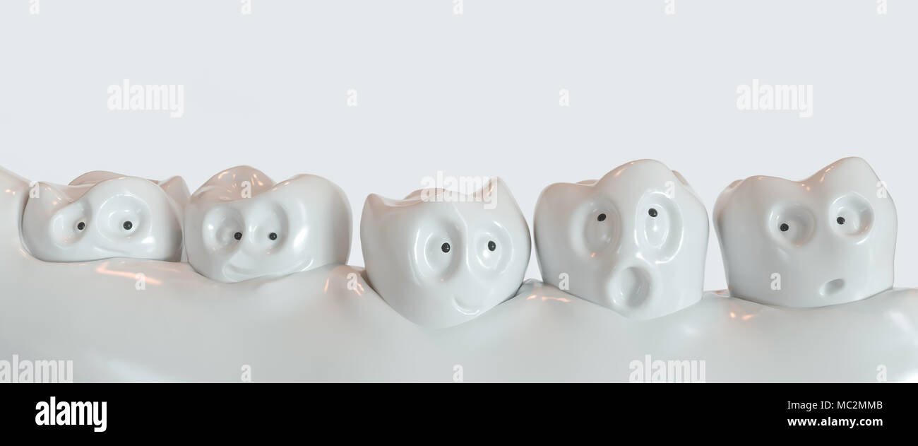 Des dents cartoon - le rendu 3D Banque D'Images