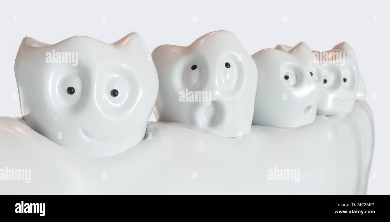 Des dents cartoon - le rendu 3D Banque D'Images