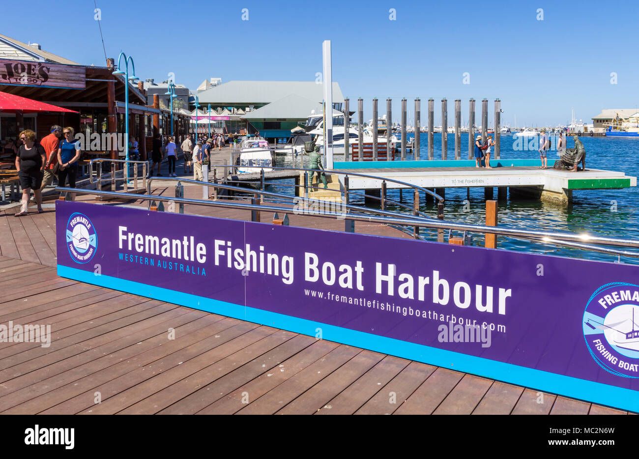 Bateau de pêche Fremantle Fremantle, le port de signe, l'ouest de l'Australie Banque D'Images
