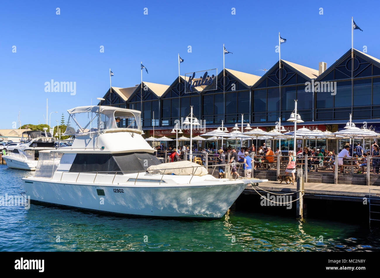 Kailis Bros restaurant de fruits de mer le long de la promenade riveraine à Fremantle Fishing Boat Harbour Fremantle, Australie occidentale, Australie Banque D'Images