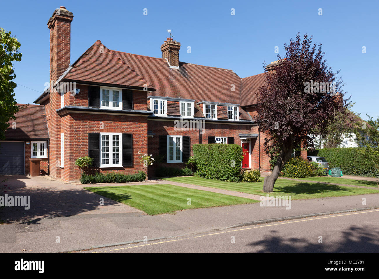 Propriété résidentielle traditionnelle à Letchworth Garden City, Hertfordshire. Banque D'Images