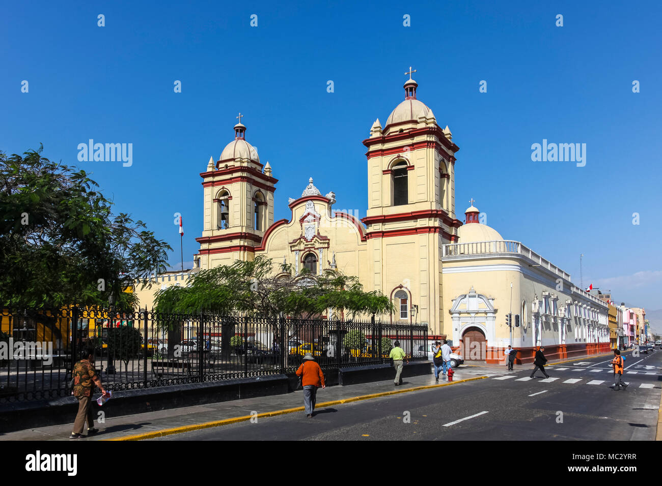 TRUJILLO, PÉROU - Août 3 Historique : L'église San Agusti-n dans la ville coloniale espagnole le 3 août 2112 à Trujillo, Pérou. Banque D'Images